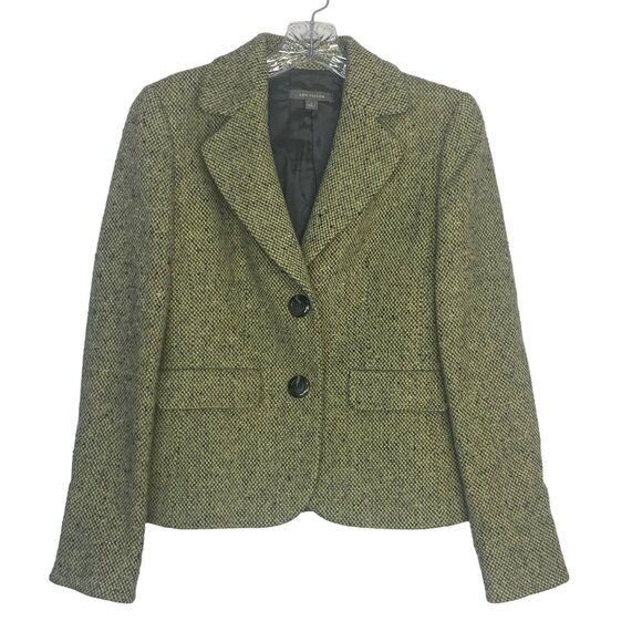 Ann Taylor Womens Wool Blend Blazer Two-Button Lined Olive Green Size 0 - Picture 1 of 11